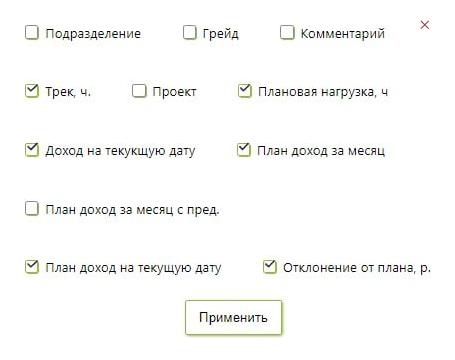 Интерфейс отчетности